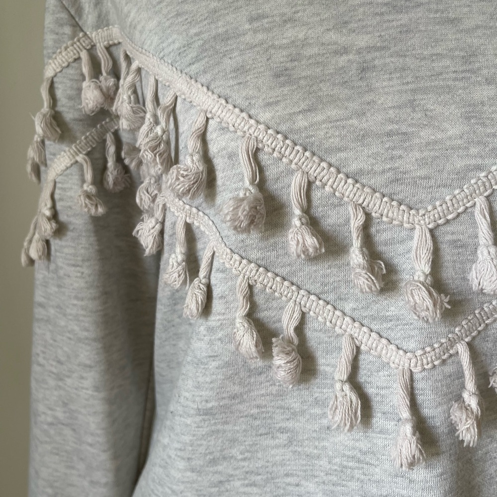 Dress Forum - Light Gray Knit Sweatshirt with Tassel Detail - Size M - Picture 6 of 8